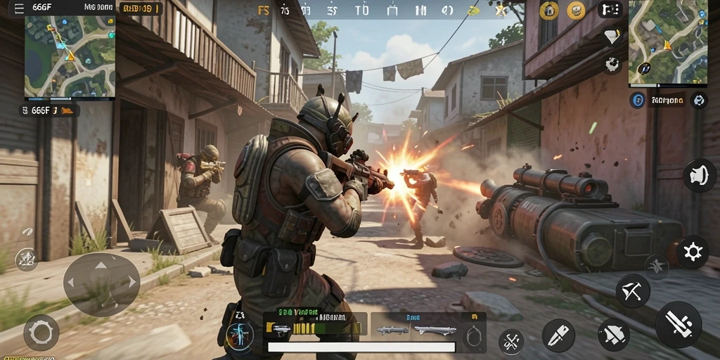 Tangkapan layar utama dari gameplay FPS yang mendebarkan di 666F.