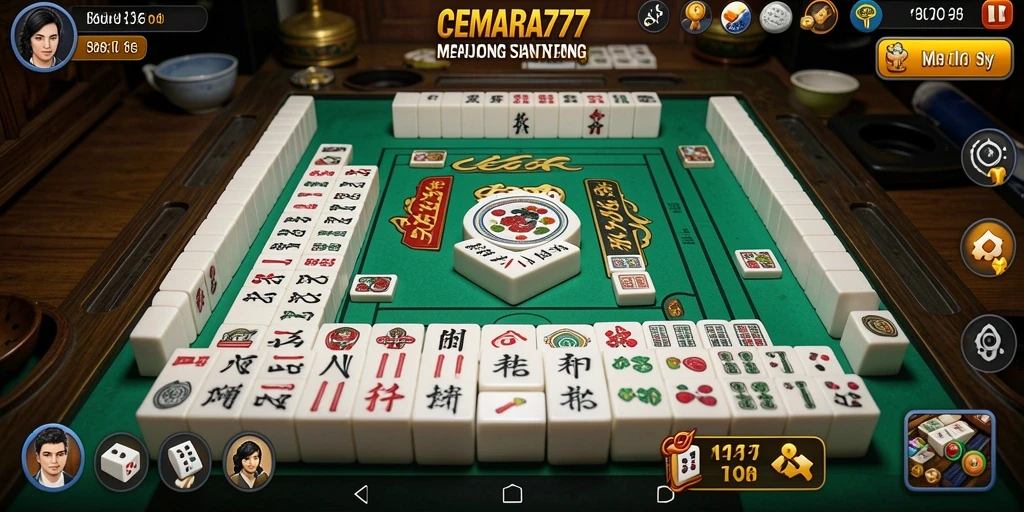 Tampilan gameplay Mahjong menarik di CEMARA777 dengan berbagai desain ubin.
