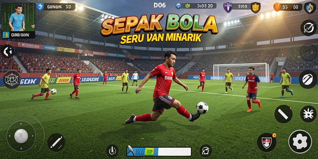 Screenshot gameplay D06: dukungan grafis yang menakjubkan dan pengalaman bermain sepak bola.