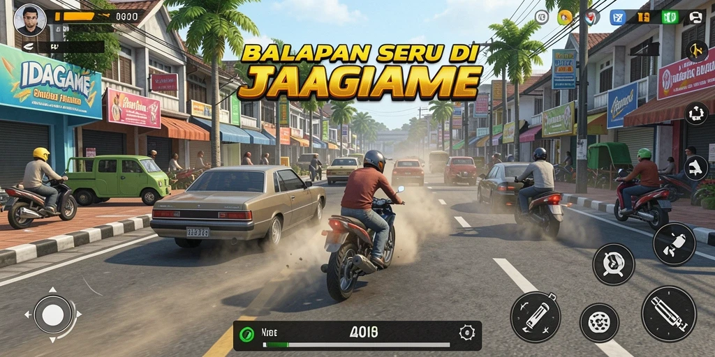 Tampilan gameplay seru di lintasan balap IDAGAME.