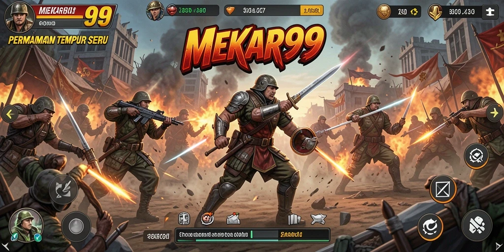 Screenshot gameplay MEKAR99 menampilkan aksi bertarung yang mendebarkan.