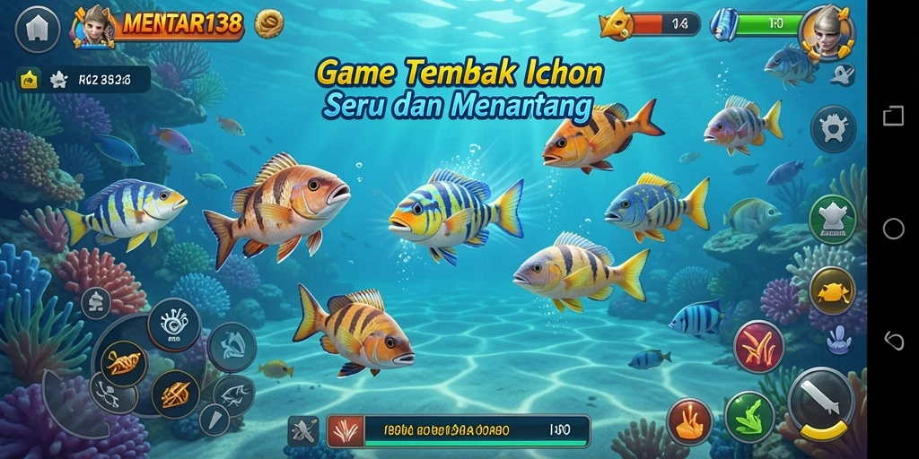 Screenshot gameplay MENTARI138 yang menunjukkan aksi menangkap ikan.