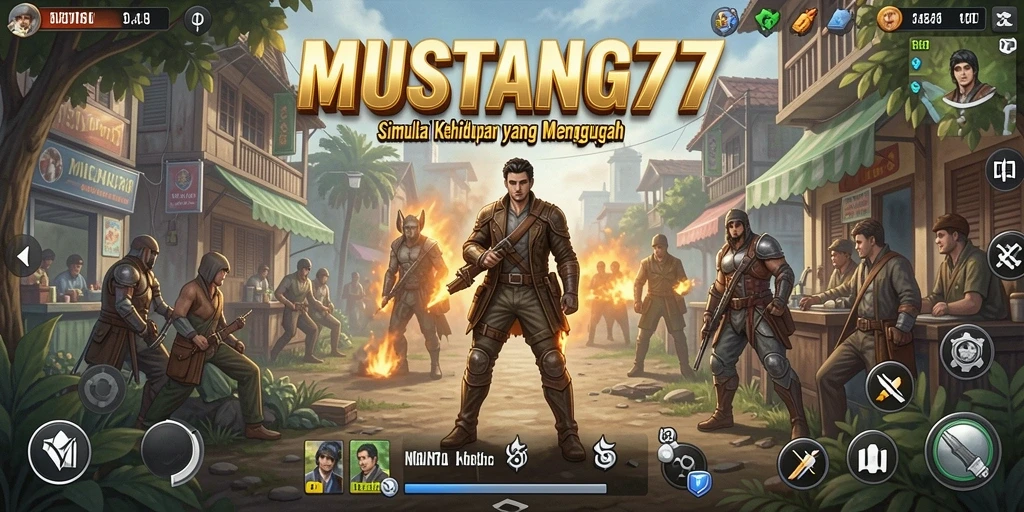 Tampilan gameplay <strong>MUSTANG77</strong> menampilkan momen interaktif yang menarik.